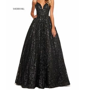 COPY - Sherri Hill Black Prom Dress Work Once!! Size 0, sparkly body, corset ba…